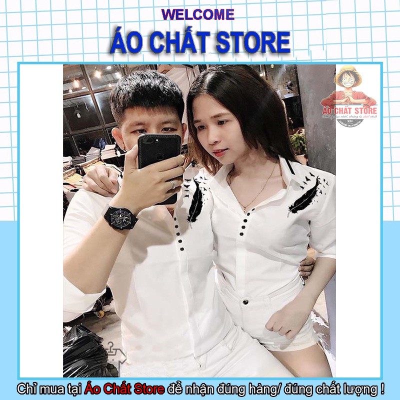 (VIDEO) Áo sơ mi đôi nam nữ phối viền họa tiết (Giá 1 Áo) | BigBuy360 - bigbuy360.vn