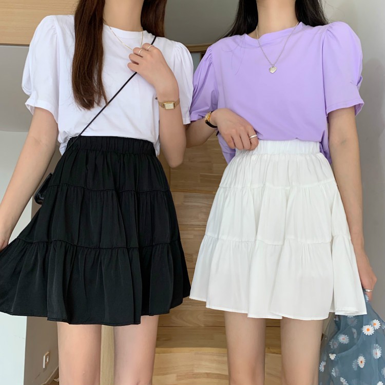 Chân Váy Ngắn Xòe 2 Tầng đen trắng - Chân váy chữ a chất Voan Kèm Lót 2 Màu CV13 | BigBuy360 - bigbuy360.vn