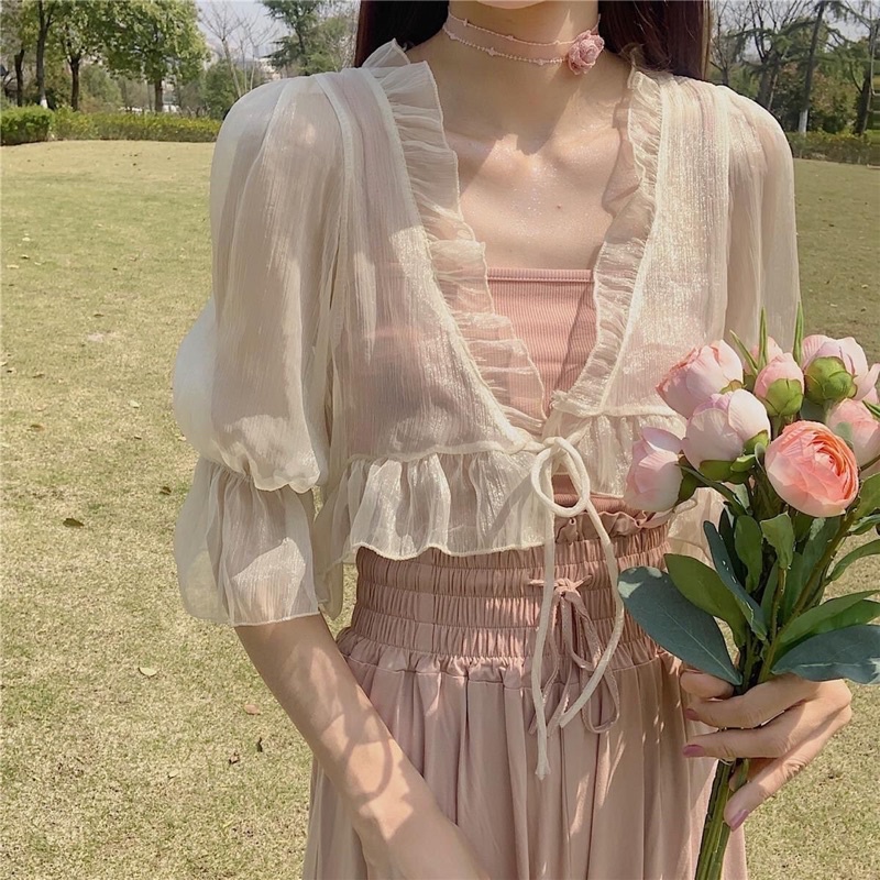 Áo khoác mỏng sexy thắt nơ