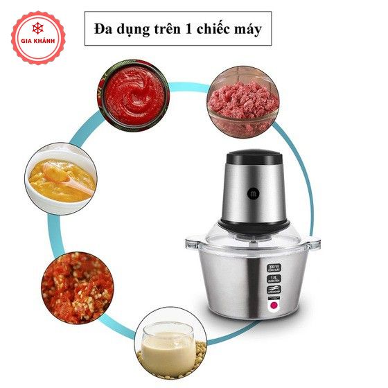 Máy Xay Thịt Đa Năng Cối 2L Inox 304, 4 Lưỡi Dao Thép Không Gỉ,Say Sinh Tố Thịt, Cá, Rau Củ Hoa Quả - LD2111
