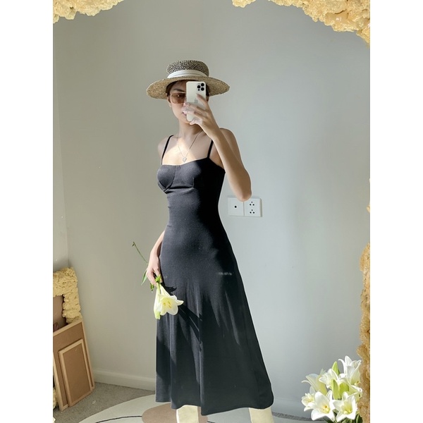 Đầm thun gân 2 dây dài