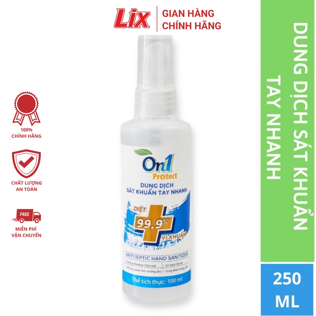 Dung dịch sát khuẩn tay khô nhanh On1 250ml C0203, nước sát khuẩn giúp làm sạch, dưỡng ẩm da tay hương thơm dễ chịu