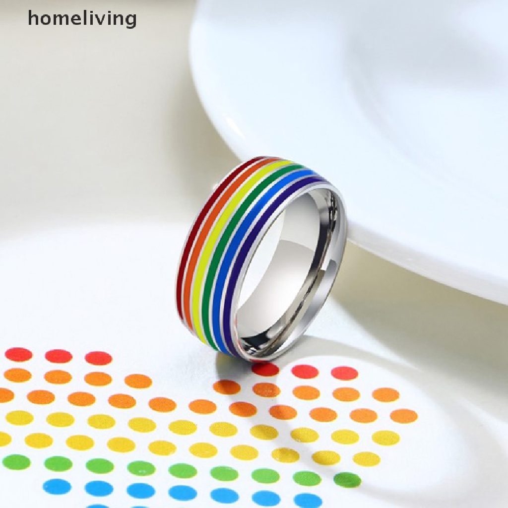 Nhẫn Cầu Vồng LGBT Bằng Thép Không Gỉ