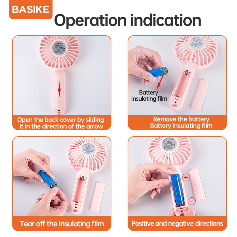 Quạt Cầm Tay BASIKE BSK-FA15 Thiết Kế Nhỏ Gọn Với 3 Mức Điều Chỉnh Tốc Độ Kèm Cáp Sạc | BigBuy360 - bigbuy360.vn