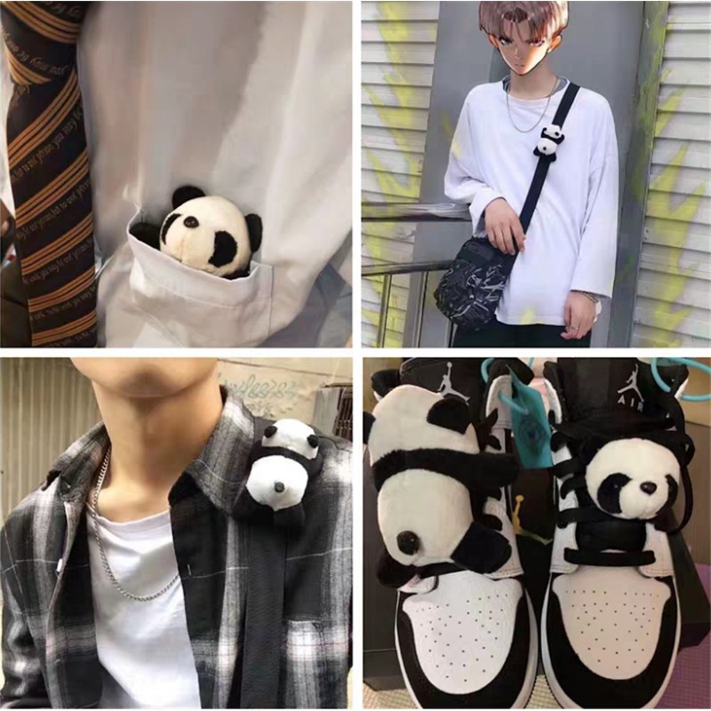 Ghim cài áo hình gấu trúc 3d bằng vải lông dễ thương 22154