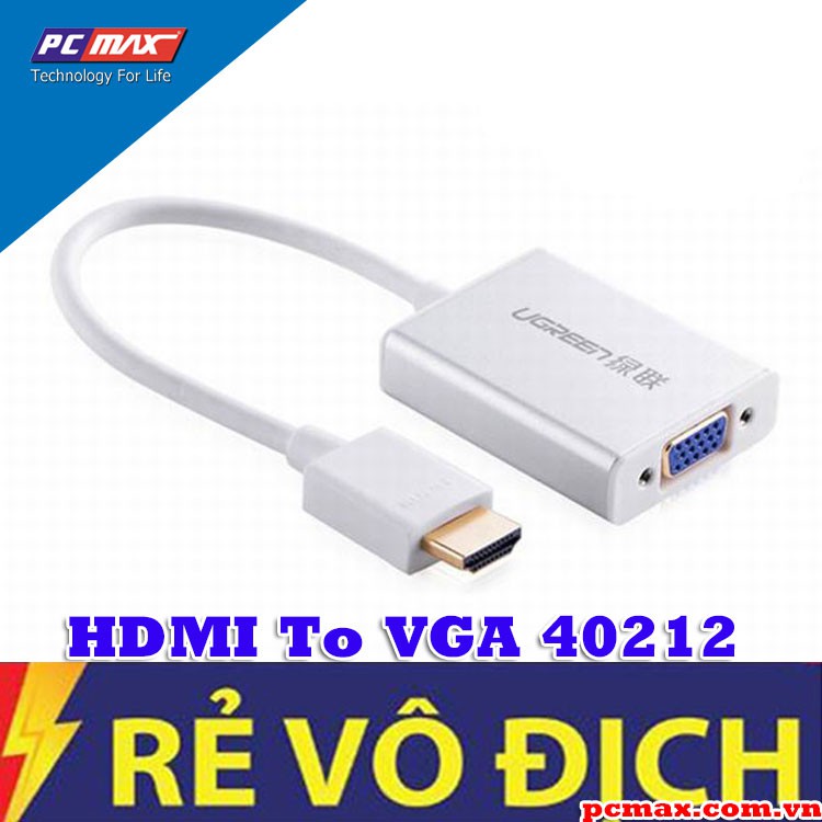 HDMI to VGA có Audio cao cấp màu trắng Ugreen 40212 - Hàng chính hãng