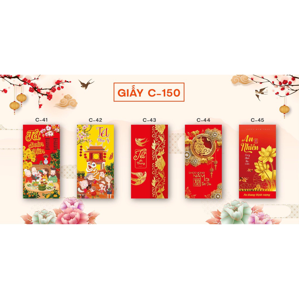 Combo 10 Bao lì xì Tết 2022, phong bao lì xì cao cấp nhiều mẫu đẹp có túi kiếng