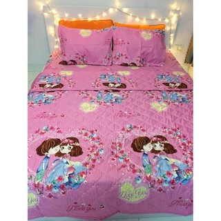 Xả kho cuối năm trọn bộ drap giường cặp đôi hồng