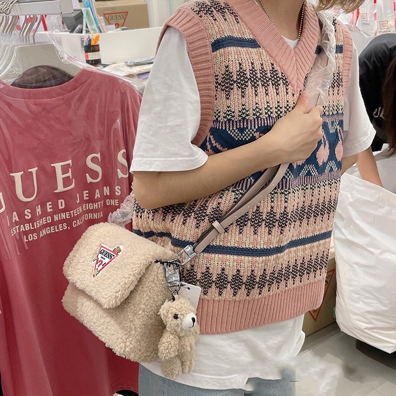 Áo sweater SUXI dệt kim không tay in hình quả cherry thời trang thu đông phong cách Hàn Quốc cổ điển cho nữ