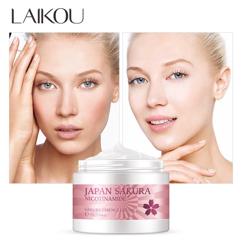 [Hàng mới về] Kem dưỡng da mặt LAIKOU Sakura chứa Hyaluronic Acid chống nếp da lão hóa làm trắng da