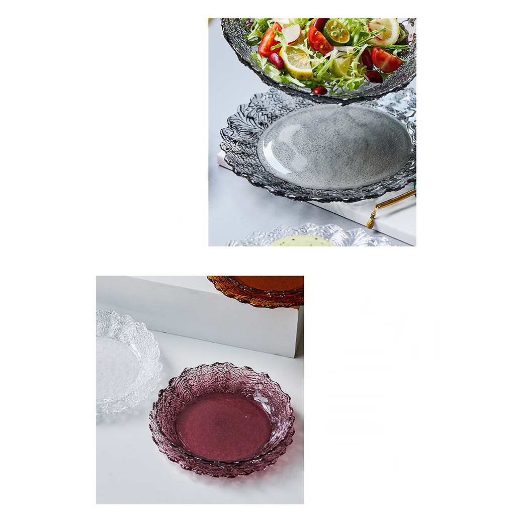 Đĩa nhiều màu sắc tạo dáng thành hoa, chất liệu thủy tinh nhẹ nhàng tinh tế, để salad, hoa quả, bánh kẹo