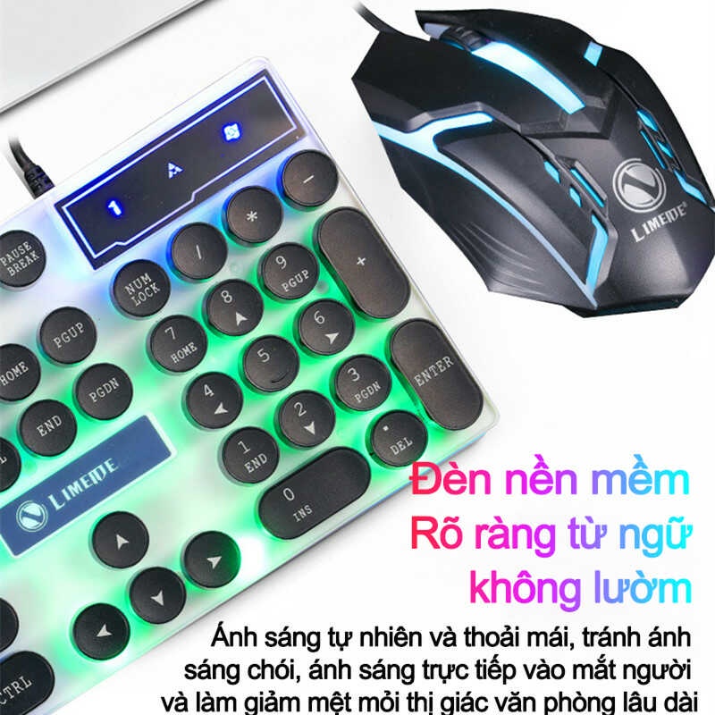 Bộ Bàn phím và Chuột giả cơ nút tròn GTX300 - 2019 LED chế độ 7 màu siêu đẹp và sang trọng