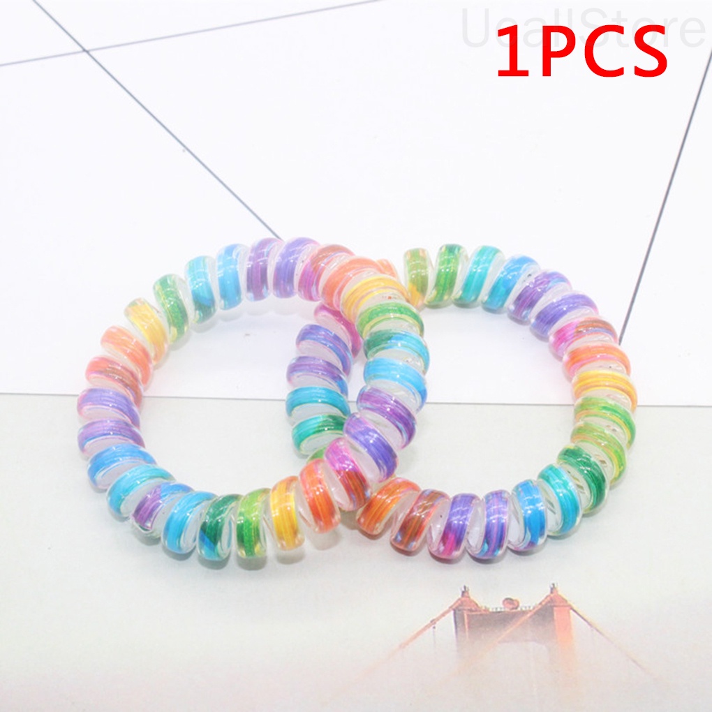 Dây Cột Tóc Lò Xo Co Giãn Màu Sắc Cầu Vồng Dành Cho Nữ Mã 1