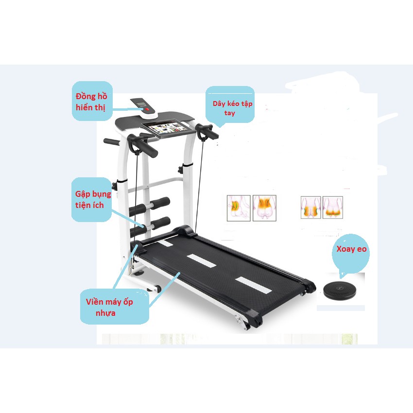 Máy chạy bộ cơ đa năng, tặng kèm bàn xoay+ dây kéo tay !!