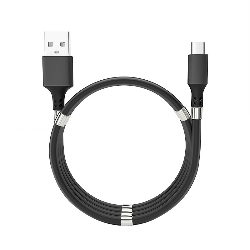 Magnetic Cable Type C Storage Fast Charging USB Cable for Xiaomi Android Phone USB C Cable Quick Charger Cord Black