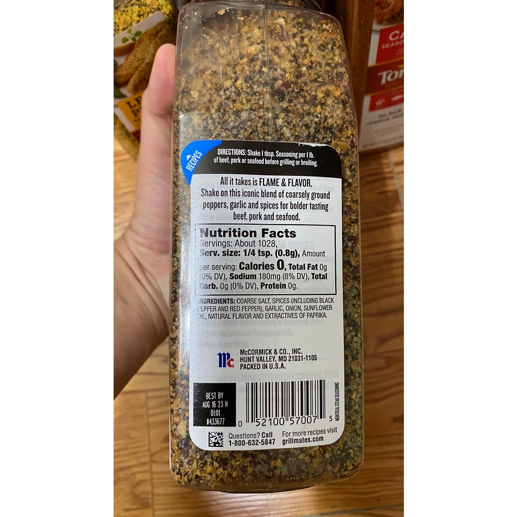 Gia vị ăn kiêng McCormick Grill Mates Montreal Steak 822g