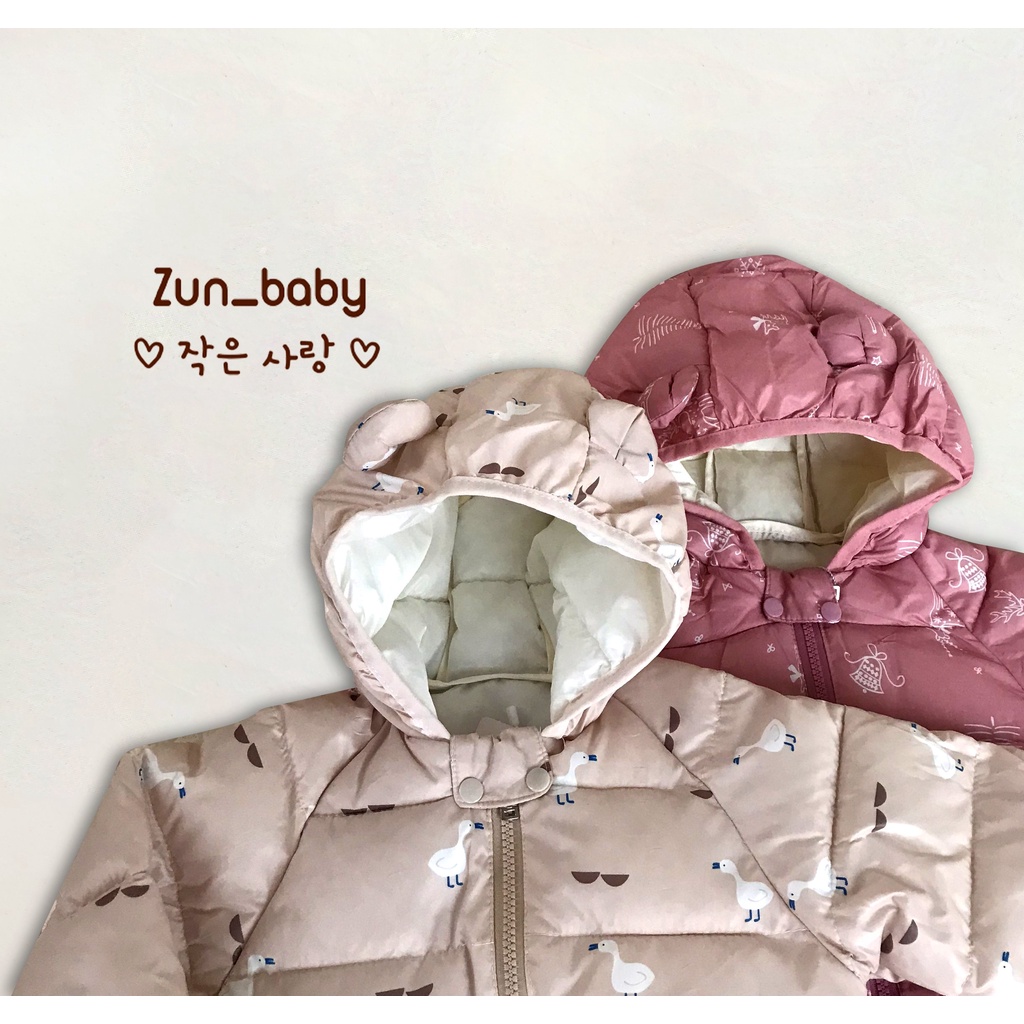 Áo Phao Cho Bé Tai Gấu Chất Siêu Nhẹ Siêu Ấm, Kiểu Dáng Basic Áo Khoác Mùa Đông Cho Bé Trai Bé Gái - Zunbaby - Z03