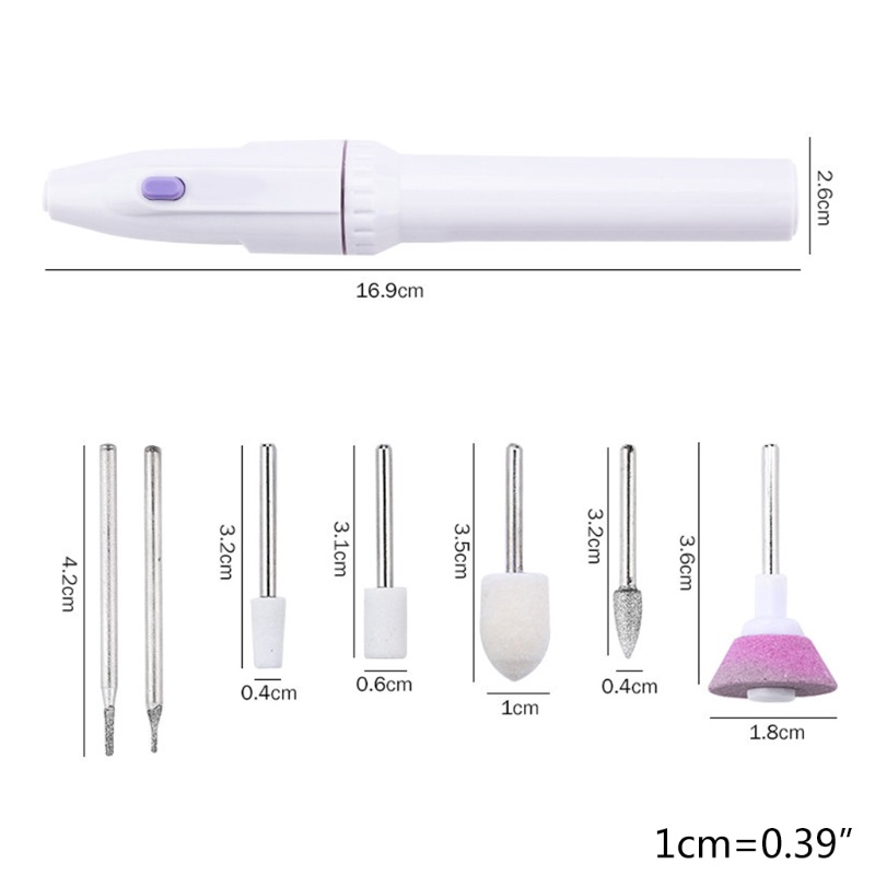 [Hàng mới về] Bút khoan đánh bóng móng tay bằng điện kèm 7 đầu khoan/phụ kiện