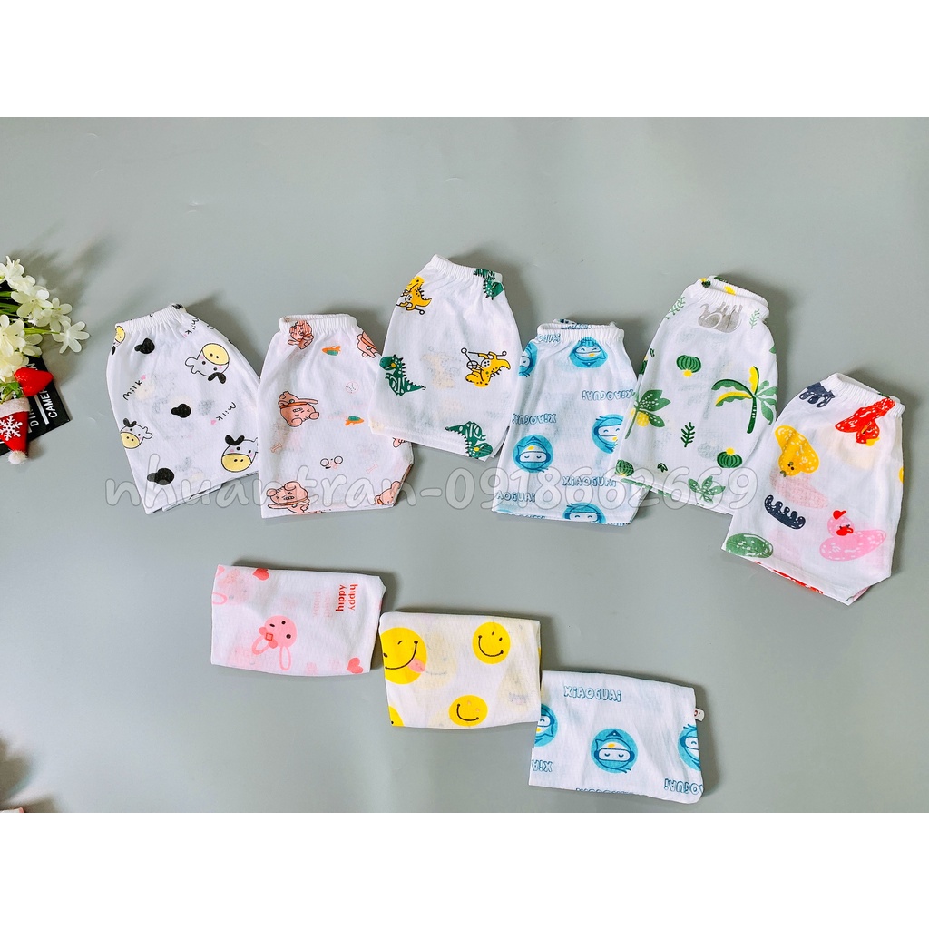 10 cái Quần chục cộc cotton giấy bé trai, bé gái bé size 3-16kg
