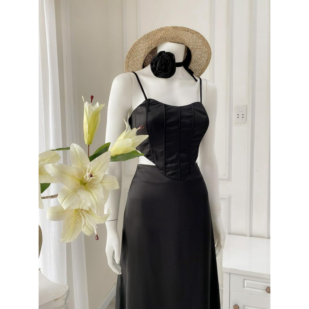CORSET THIẾT KẾ SANG TRỌNG KÈM NƠ HOA HỒNG C2761