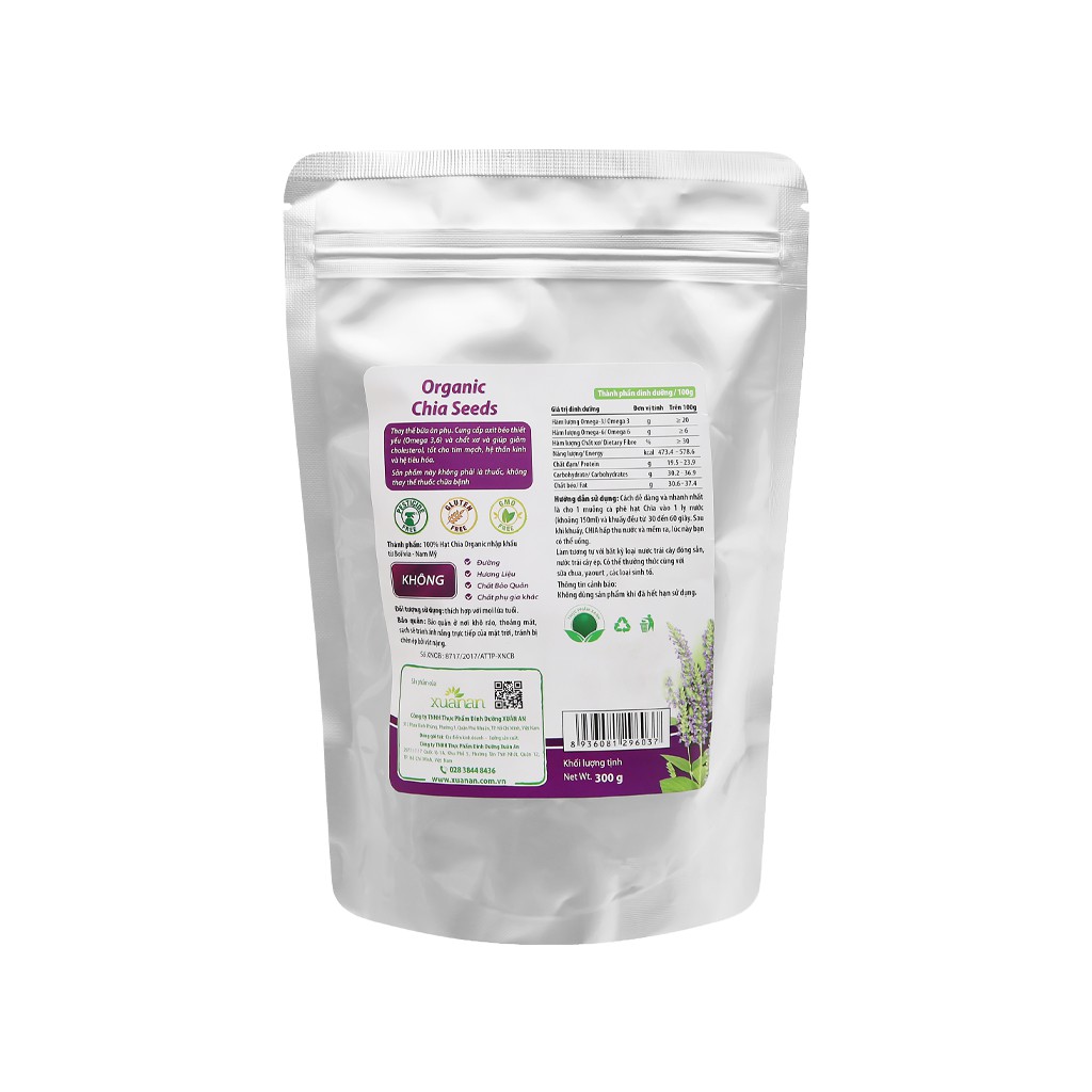 [300g] HẠT CHIA HỮU CƠ [VN] XUÂN AN Organic Chia Seeds (halal)