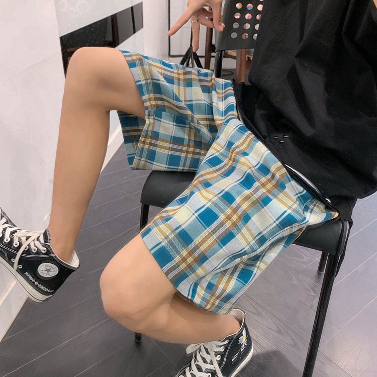 Quần ngắn ống rộng Họa Tiết Sọc Caro Thời Trang Mùa Hè Cho Nam