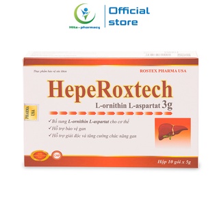 Cốm bổ gan Hepe Roxtech L-ornithine L-aspartat giảm xơ gan, men gan, nhiễm mỡ hiệu quả - 10 gói [Hepe Roxtech]