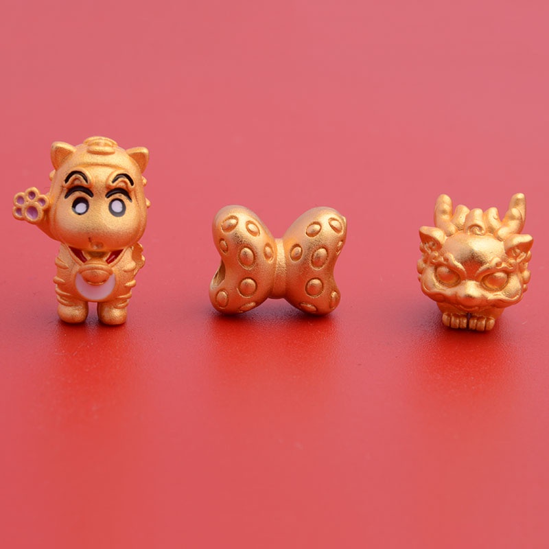 [Hàng Có Sẵn Giao Hàng Ngay Lập Tức] Hạt Xỏ Vòng Tay / Dây Chuyền Hạt Cườm Chống Dị Ứng Hình Rồng Shin-Chan Thủ Công Không Gây Dị Ứng Chống Trượt Màu Vàng Cát