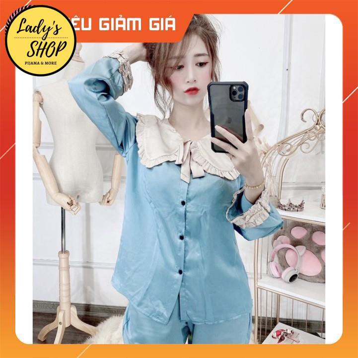 Bộ Lụa Pijama Tay Dài Họa Tiết - Hàng Chuẩn Đẹp | BigBuy360 - bigbuy360.vn