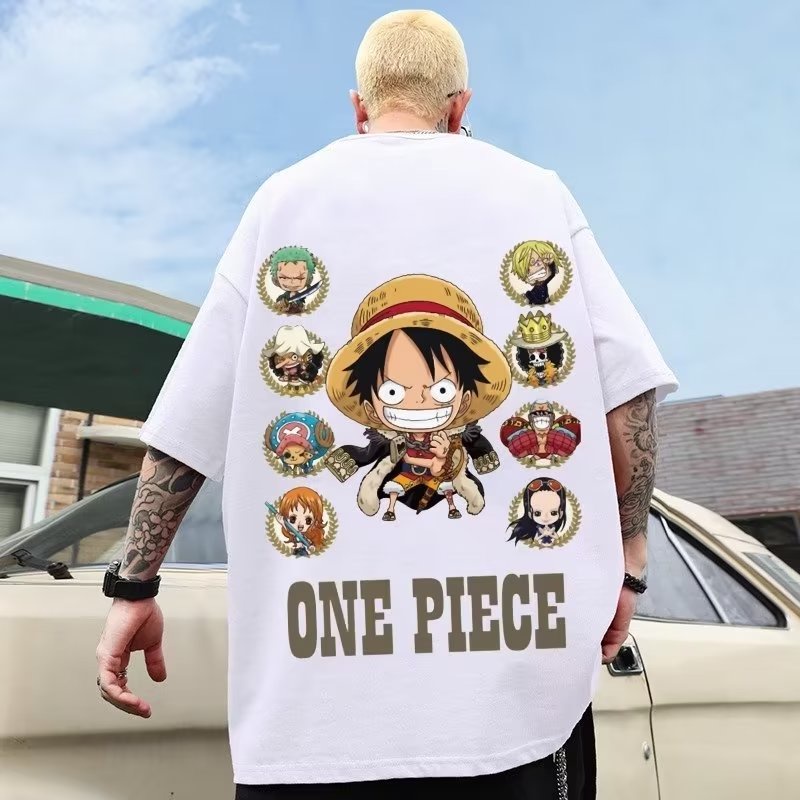 Áo thun 100% cotton Ngắn Tay Oversize In Họa Tiết One Piece Cá Tính / size M-8XL