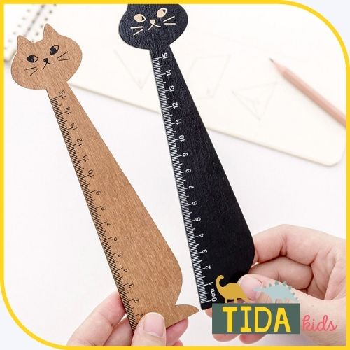 Thước Kẻ Mèo Nâu Đen ⚡️ HOT TREND ⚡️ Thước Cute, Dễ thương, Văn Phòng Phẩm TiDa Kids Shop