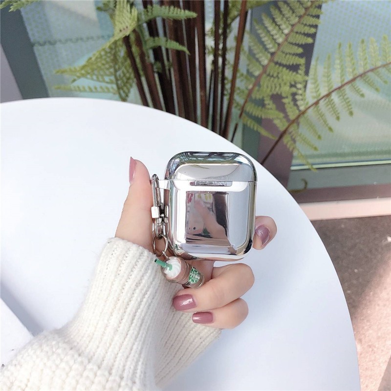 Vỏ bảo vệ hộp sạc tai nghe bằng TPU mạ điện mềm họa tiết Starbucks kèm mặt dây cho AirPods Pro AirPods 1 AirPods 2