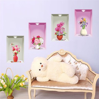 Nhãn dán tường hình bình hoa 3D