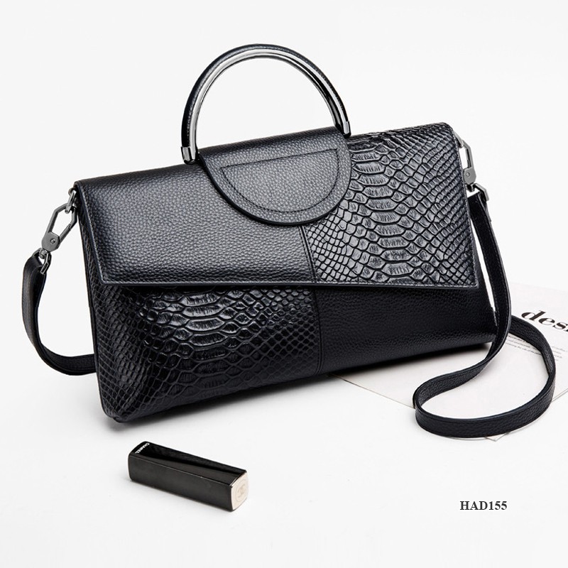 Samdo: Clutch nữ da thật cao cấp - Ví bóp cầm tay da bò chính hãng Huada - dập vân sang trọng, đi choi dự tiệc HAD155