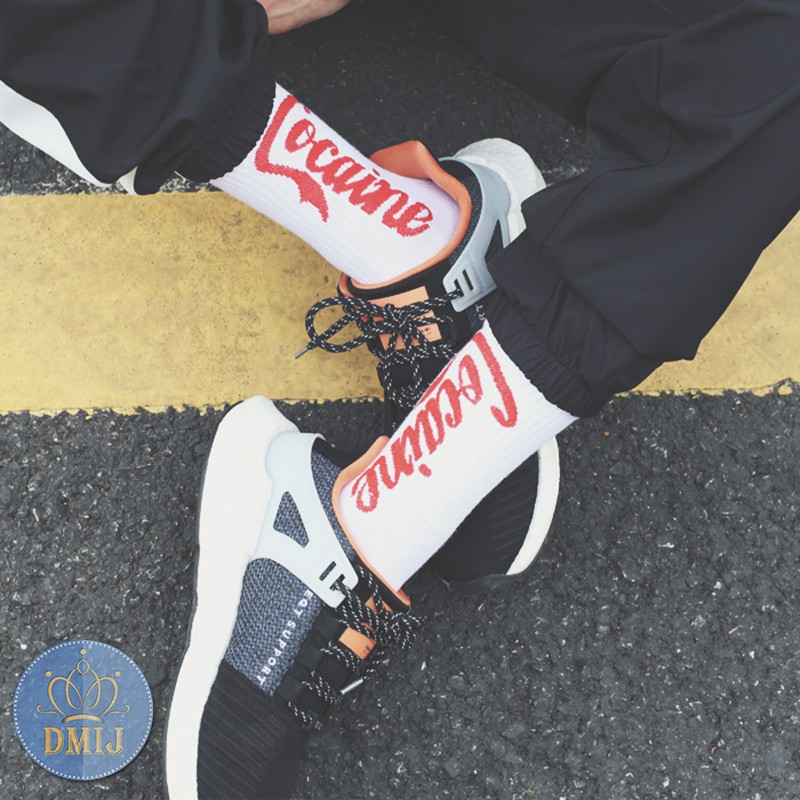Tất nam nữ cổ cao nhiều mẫu vớ unisex cổ cao hình chữ Cocain