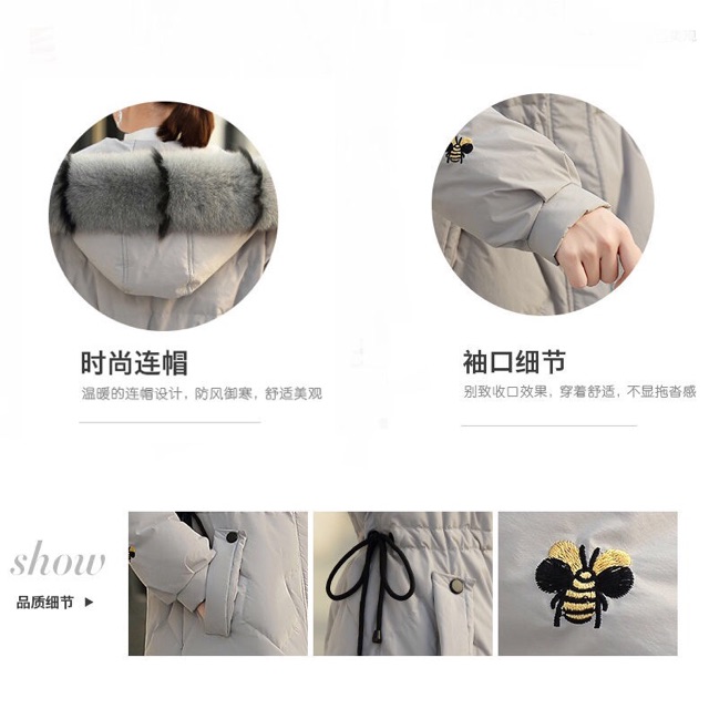 ÁO PHAO MỦ LÔNG DÁNG DÀI HÀNG CAO CẤP QUẢNG CHÂU