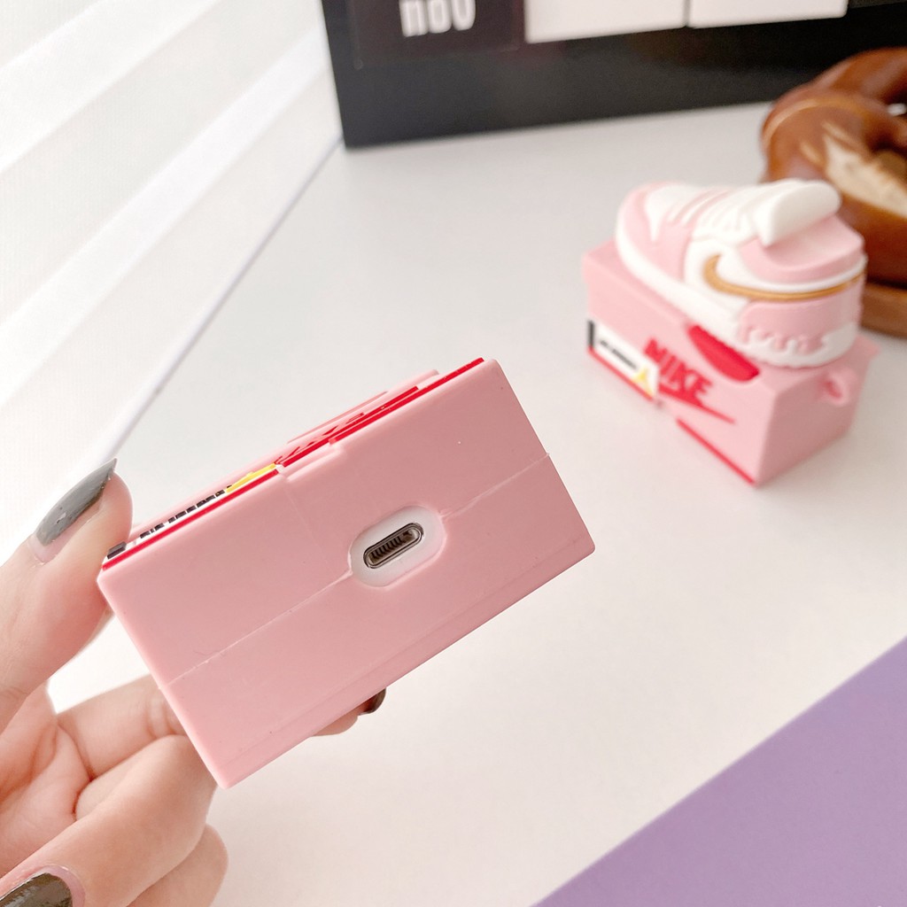 Vỏ Bảo Vệ Hộp Sạc Tai Nghe AirPods 1 / 2 3 pro 1 / 2 pro Màu Hồng Họa Tiết Giày Air Jordan 1 Thời Trang Chống Rơi