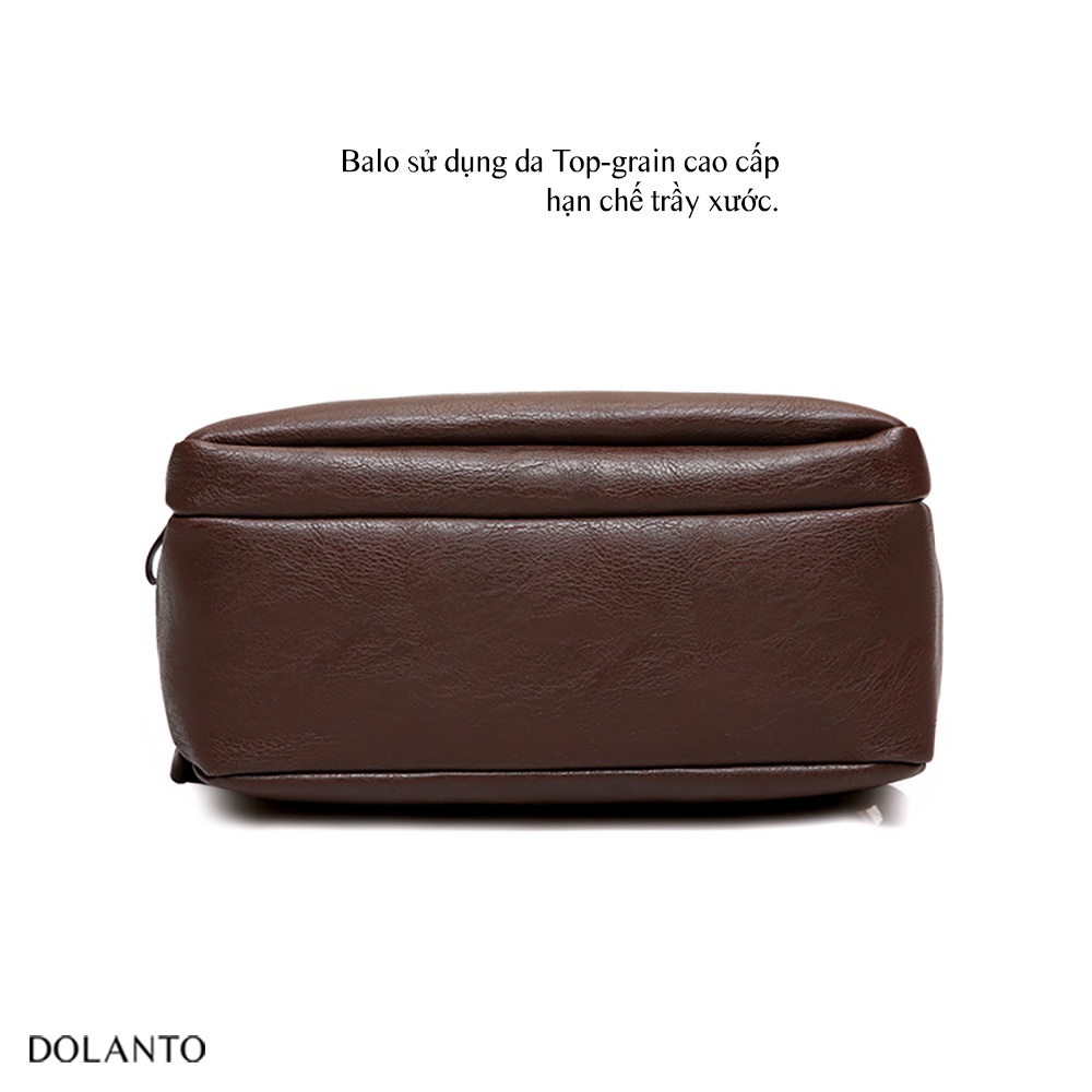 Balo Đi Học Da BOX Chống Nước Cao Cấp Thời Trang Rẻ Đẹp Nhẹ Da Đen Đựng Laptop Đi Chơi Du Lịch Nam Nữ DOLANTO