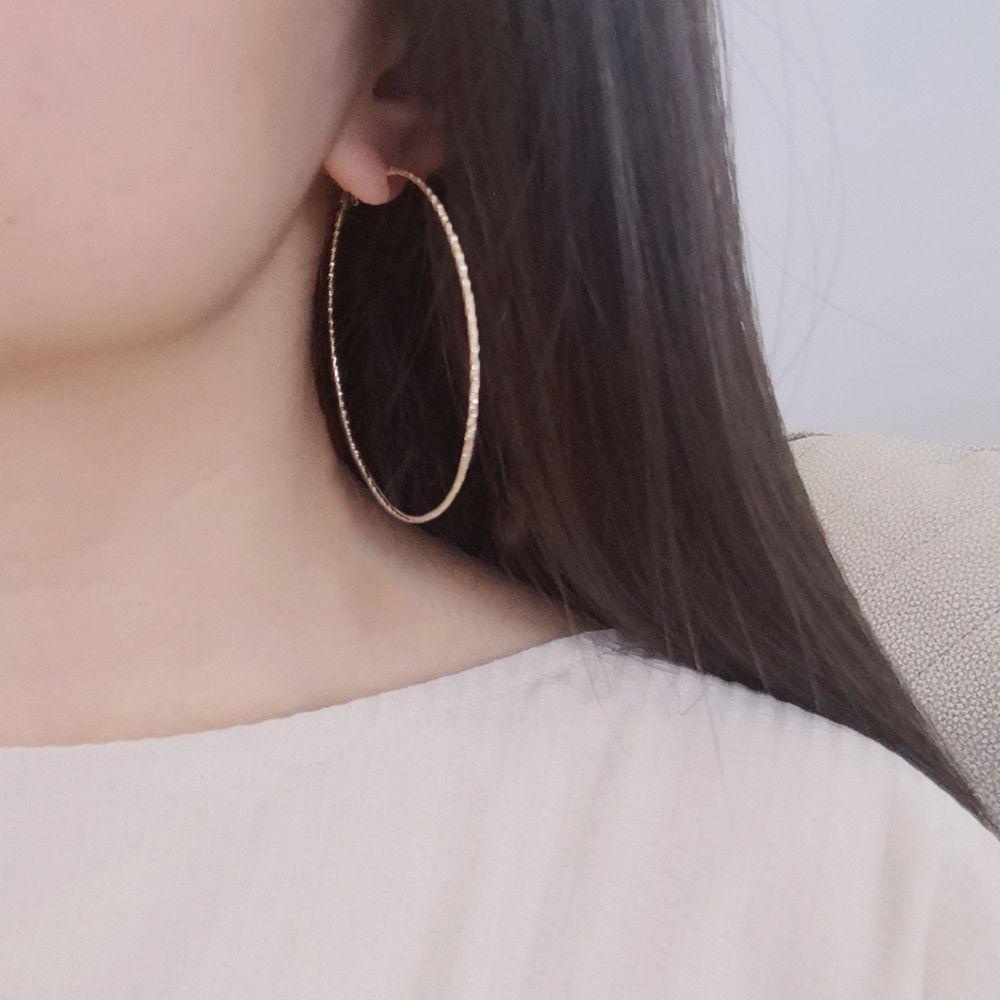 Bông Tai Hình Tròn Lớn Lấp Lánh Phong Cách Hàn Quốc