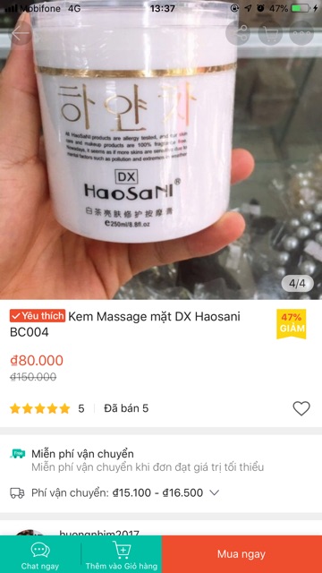 Kem massage mặt DX HaoSaNi