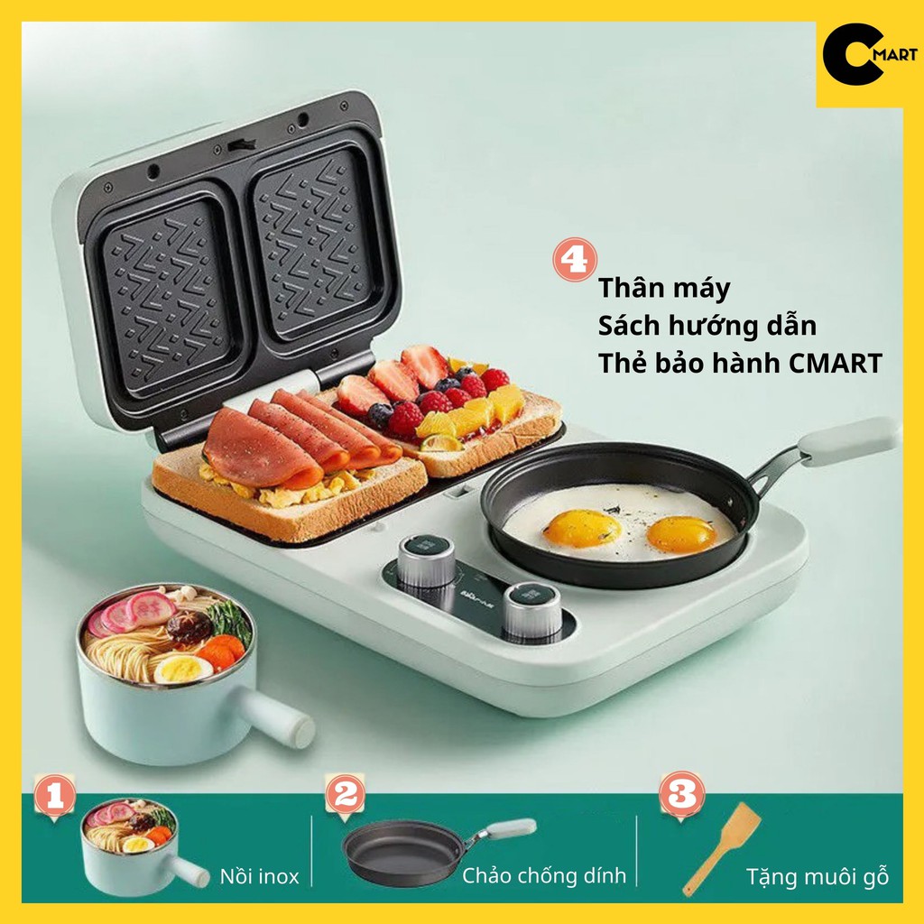 Bếp Điện Đa Năng 3in1 Nướng Bánh Mỳ, Chiên, Xào BEAR DSL-A13F1