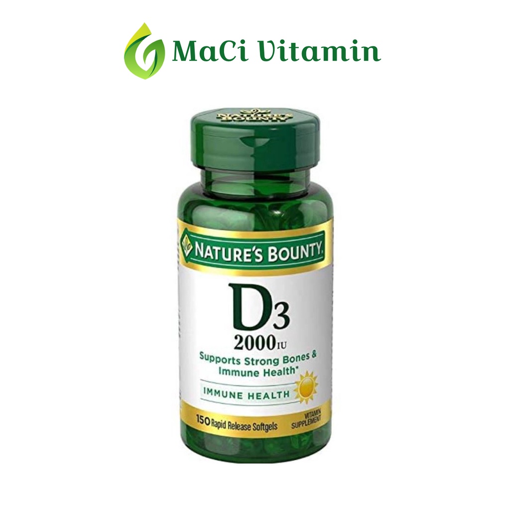 Vitamin D3 2000 iu Nature's Bounty, Tăng hệ miễn dịch, Chắc xương 150 viên
