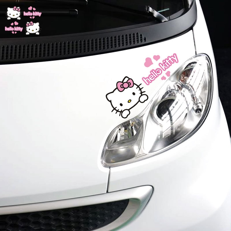 1 Cặp Sticker Hello Kitty Dán Kính Chiếu Hậu Xe Hơi