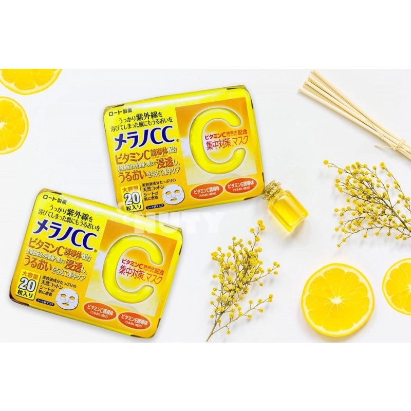 Mặt Nạ Giấy Dưỡng Trắng Da Bổ Sung Vitamin C Cải Thiện N ám MELANO CC Nội Địa Nhật Bản  - SAKUKO