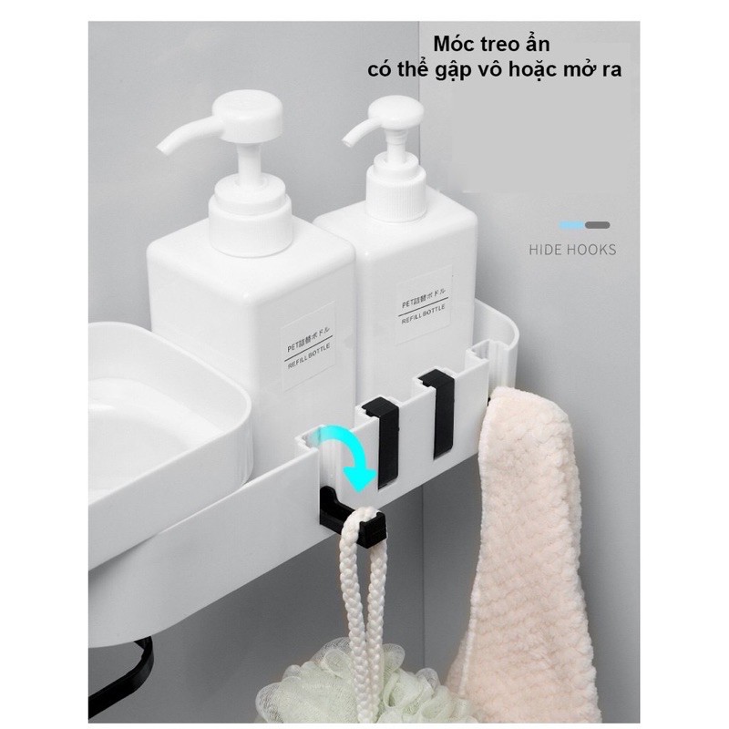 [DEAL SỐC]Kệ dán tường nhà tắm. WC 2in1 .xoay 180° Để đồ Đa năng để đựng mỹ phẩm,kệ treo dán tường nhà bếp, nhựa ABS