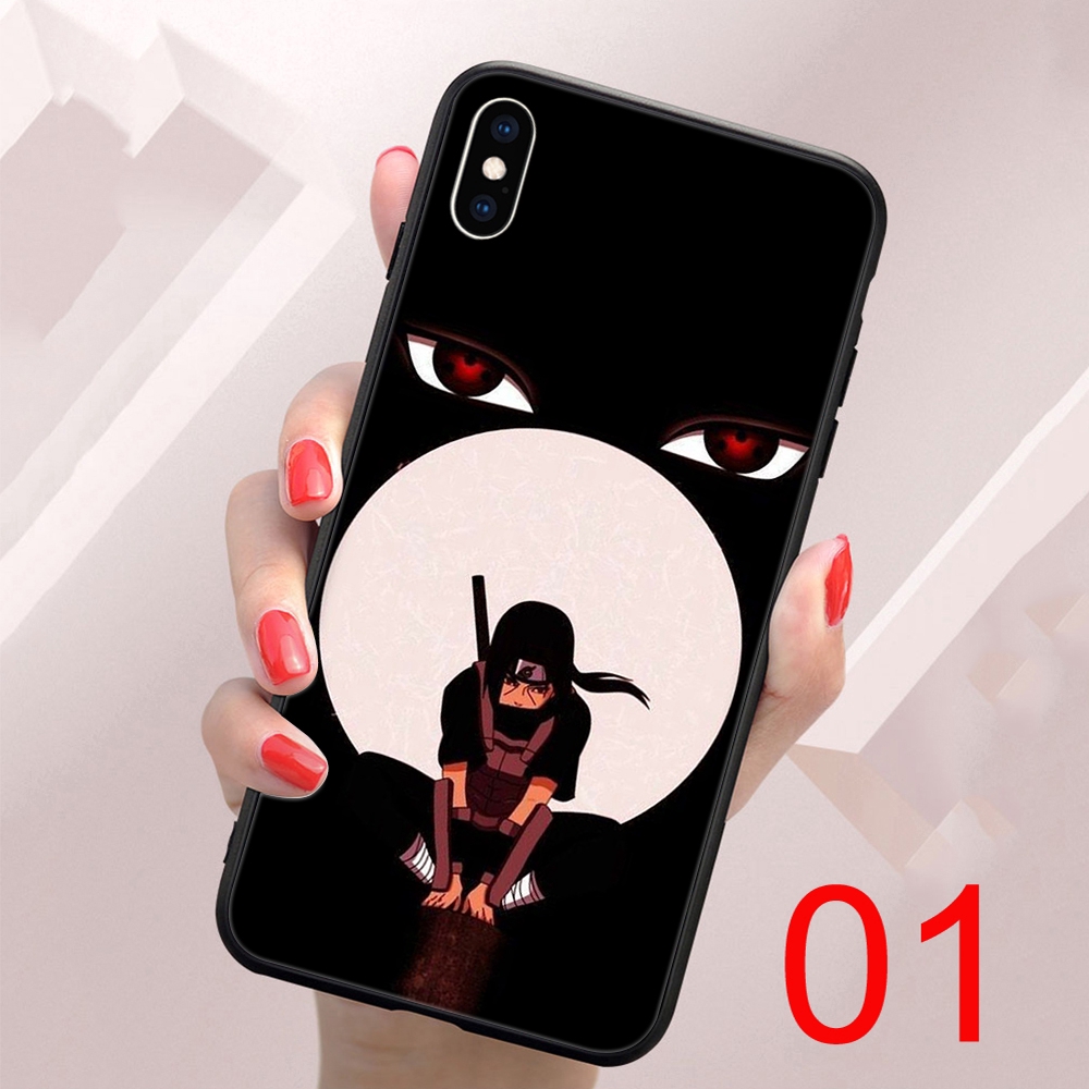 Ốp điện thoại đen mềm in hình nhân vật Itachi trong Naruto cho iPhone 6 6S 7 8 PLUS X XS MAX XR 5 5S SE