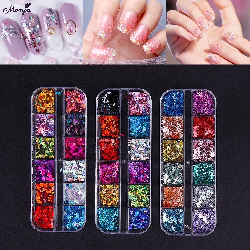 Hộp Chi Tiết Trang Trí Móng Tay 12 Ngăn Hình Trái Tim Xinh Xắn