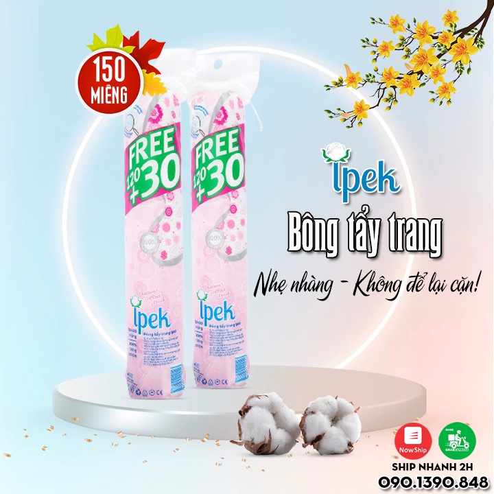 Bông Tẩy Trang Ipek (Gói 150 Miếng) ⚡Deal Cực Sốc⚡- Giúp Làm Da &amp; Tẩy Sạch Bã Nhờn Hiệu Quả. Nhập Khẩu Châu Âu 100%