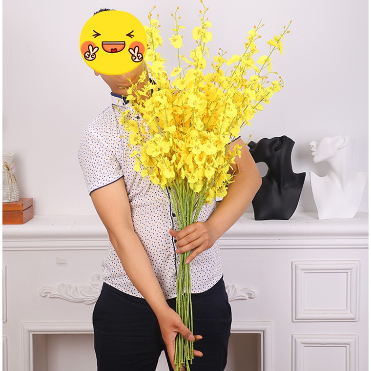 bông hoa giả Nhánh Hoa Nhân Tạo Trang Trí Nội Thất hoa giả để bàn  cao cấp hoa gia