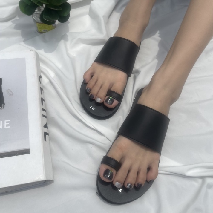 dép xỏ ngón nam nữ màu đen ( sandal đồng nai )